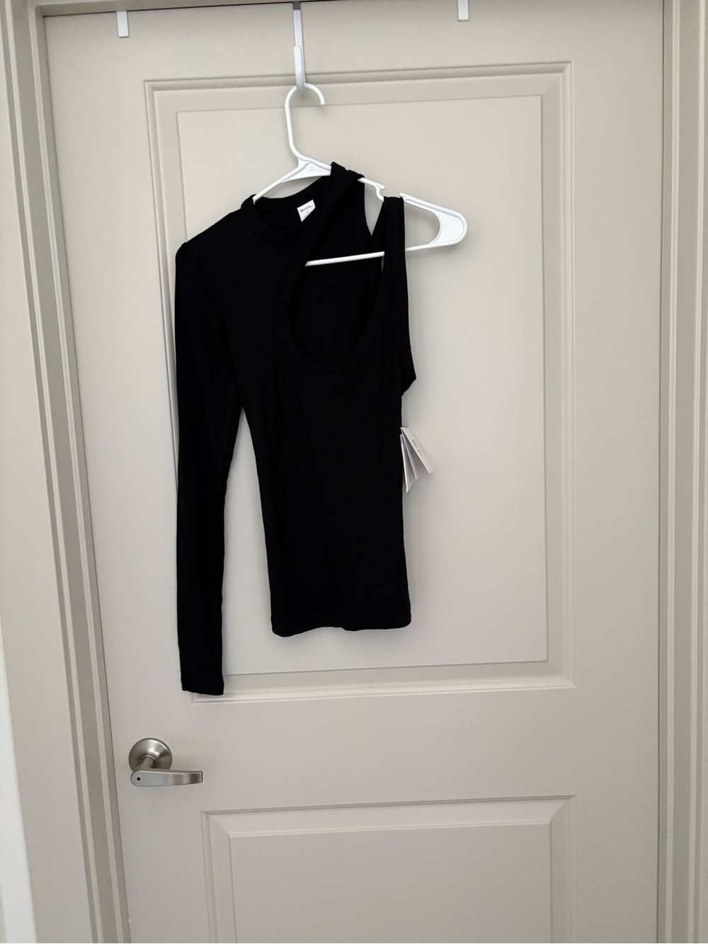 Black Asymmetric One-Shoulder Long Sleeve Top - Mott50 NWT Size S